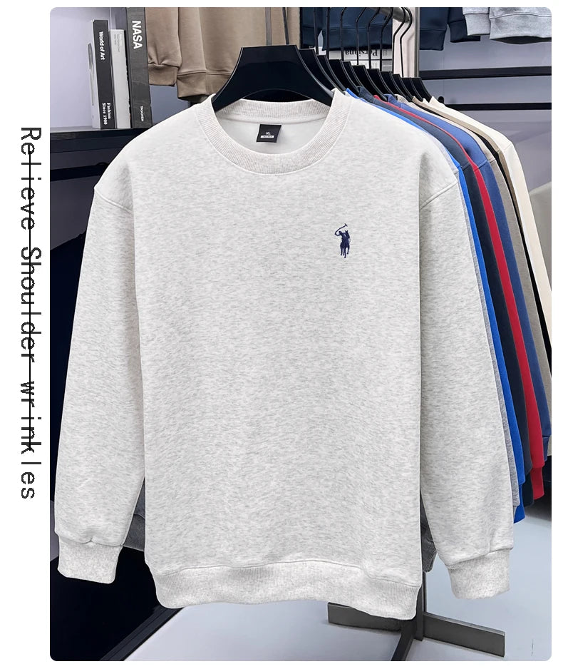 Designer Brand Men's Round Neck Sweatshirt Autumn New Fashion Thickened Warm Luxury Pony Embroidery Loose Casual Paul Pullover