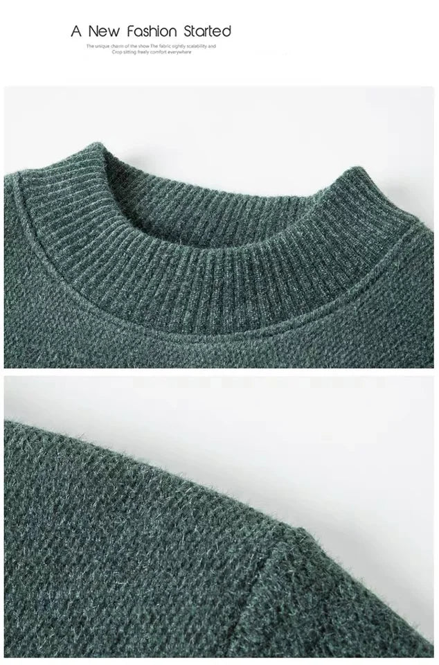 Men's high-quality wool sweater paired with exquisite horse riding embroidery, winter warm half neck fashionable knitted sweater