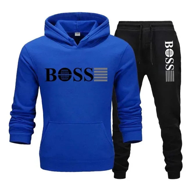 New autumn and winter men's long-sleeved hoodie; pants two-piece set of fashionable outdoor sportswear.