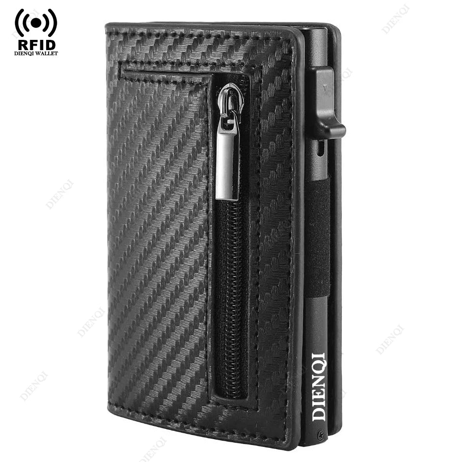 Rfid Blocking Credit Card Holder Men Wallet Luxury Pop Up Slim Thin Minimalist Wallet Bank Cardholder Case Black Vallet for Men