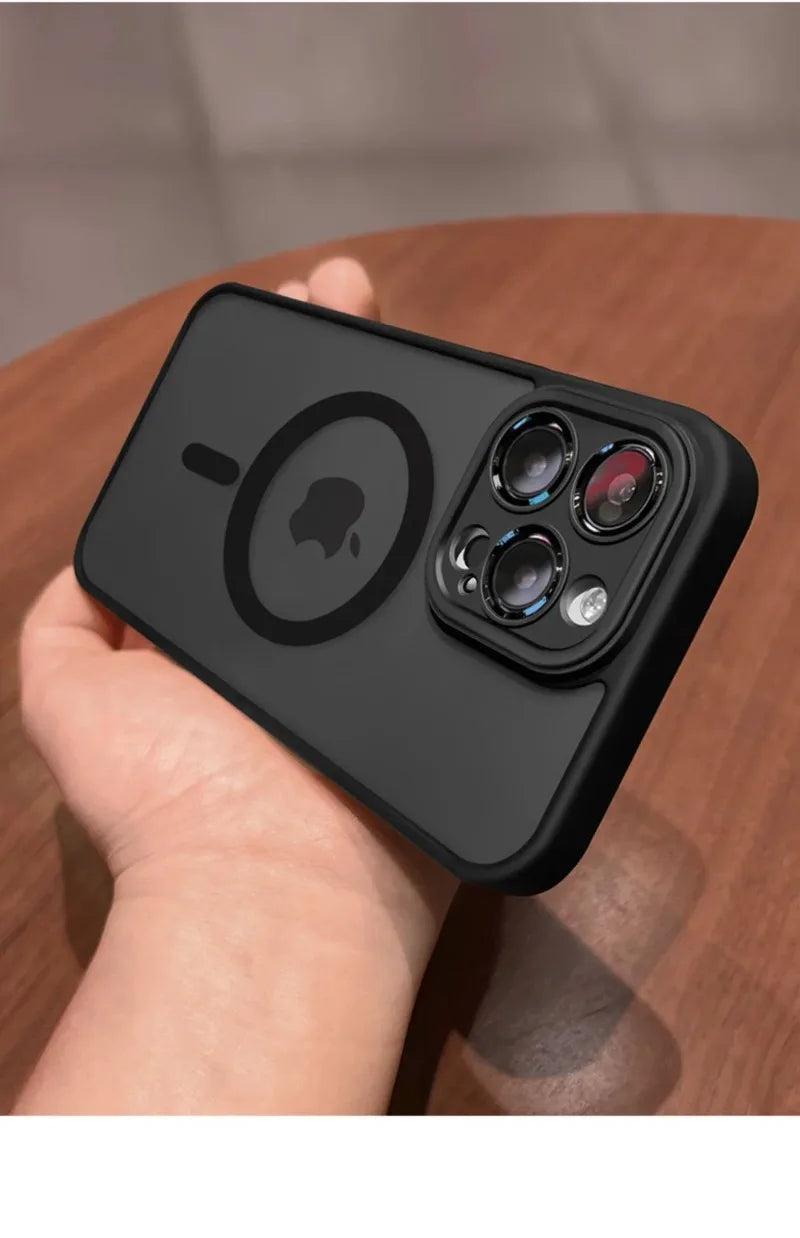 Magnetic Luxury Matte Translucent Armor Shockproof Case For iPhone 13 12 11 15 Pro Max 14 Plus For Magsafe Wireless Charge Cover