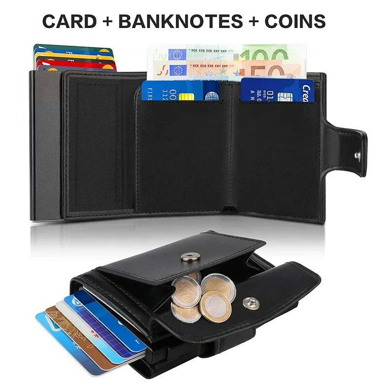 Anti Rfid Men Wallets Card Holder Trifold Wallet with Coin Pocket Money Bags Smart Wallet Purse for Men Carteira Masculina