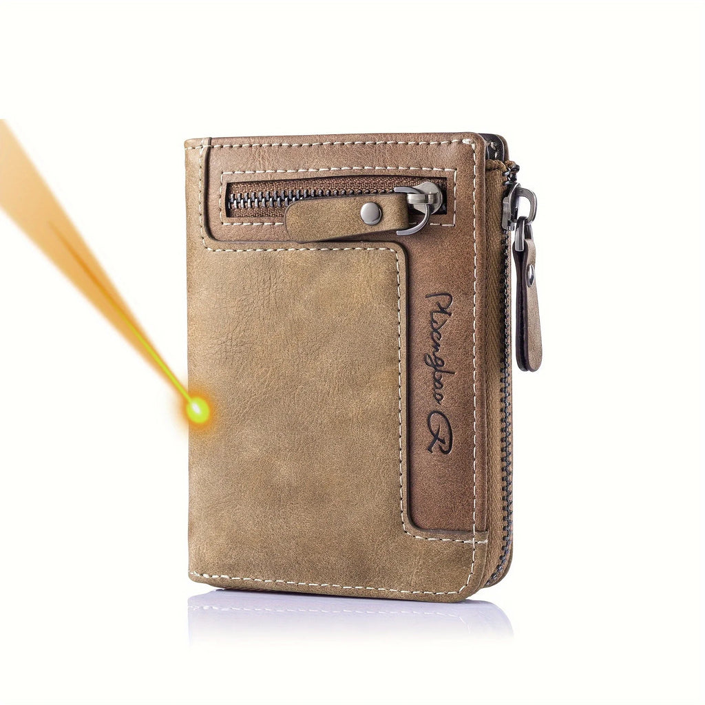 Personalized Men's Wallet for Husband, Custom Name Frosted PU Blocking Multi Card Slot Purse, Romantic Anniversary Gift for Him