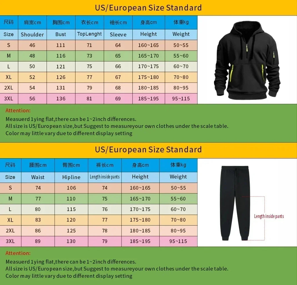 Men's Autumn and Winter Sports Sweatshirts and Sports Pants, Outdoor Jogging Windproof Semi-zipper Comfortable Sports Suits
