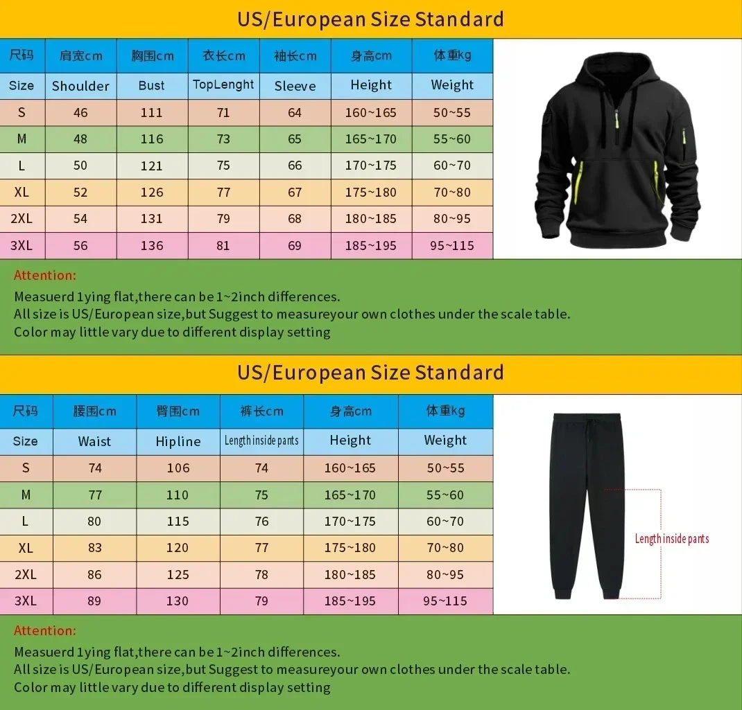 Men's Autumn and Winter Sports Sweatshirts and Sports Pants, Outdoor Jogging Windproof Semi-zipper Comfortable Sports Suits