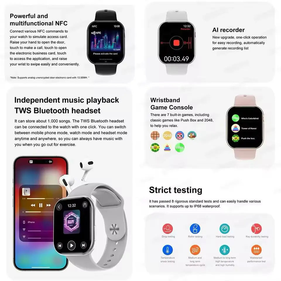 2025 Series 10 Watch 10 GPS Smart Watch Memory Music Video Bluetooth Call Heart Rate Waterproof NFC Smartwatch For Apple Android