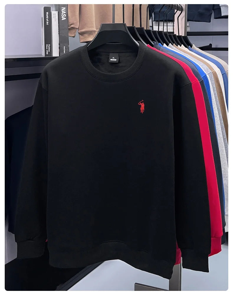 Designer Brand Men's Round Neck Sweatshirt Autumn New Fashion Thickened Warm Luxury Pony Embroidery Loose Casual Paul Pullover