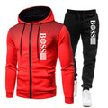 2025 New Men's zippered hoodie + Casual Pants Set for Autumn and Winter fashion Fitness and Warm sportswear Two-piece set