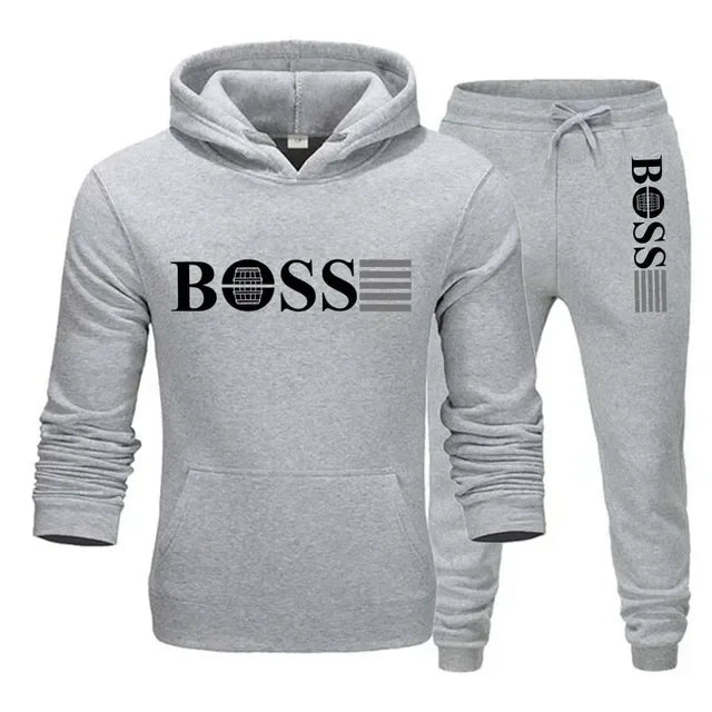 New autumn and winter men's long-sleeved hoodie; pants two-piece set of fashionable outdoor sportswear.