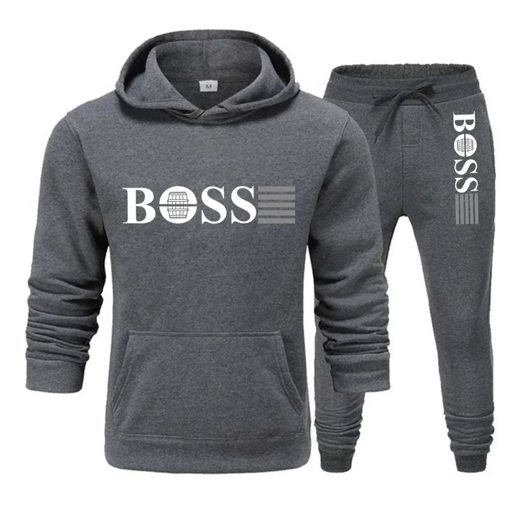 New autumn and winter men's long-sleeved hoodie; pants two-piece set of fashionable outdoor sportswear.