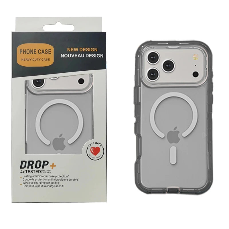 3IN1 Clear Symmetry For Magsafe Ott Armor BOX Case For IPhone17 Air 16 15 14 Plus 13 Pro Max Wireless Charging Transparent Cover