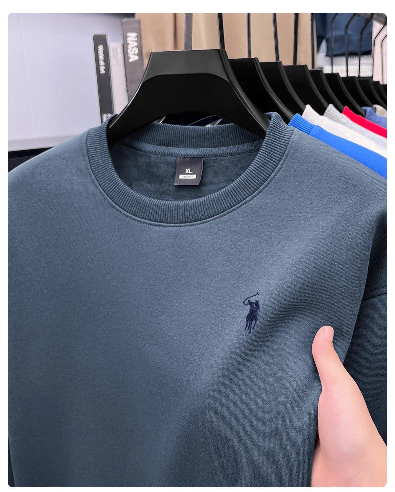 Designer Brand Men's Round Neck Sweatshirt Autumn New Fashion Thickened Warm Luxury Pony Embroidery Loose Casual Paul Pullover