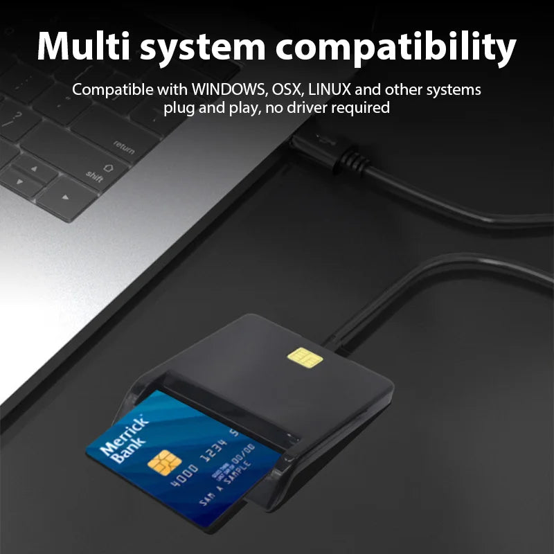 Multi-function Portable USB 2.0 Intelligent Card Reader Affordable Easy Use for DNIE ATM CAC IC ID Bank SIM Card Reader