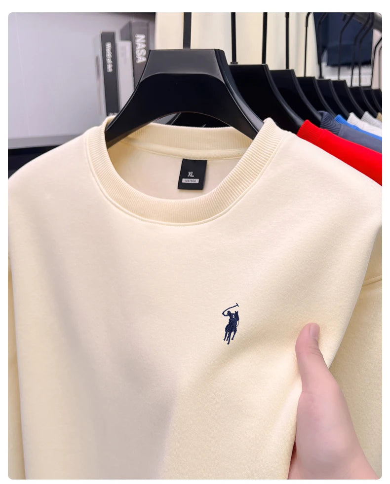Designer Brand Men's Round Neck Sweatshirt Autumn New Fashion Thickened Warm Luxury Pony Embroidery Loose Casual Paul Pullover