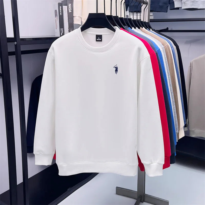 Designer Brand Men's Round Neck Sweatshirt Autumn New Fashion Thickened Warm Luxury Pony Embroidery Loose Casual Paul Pullover