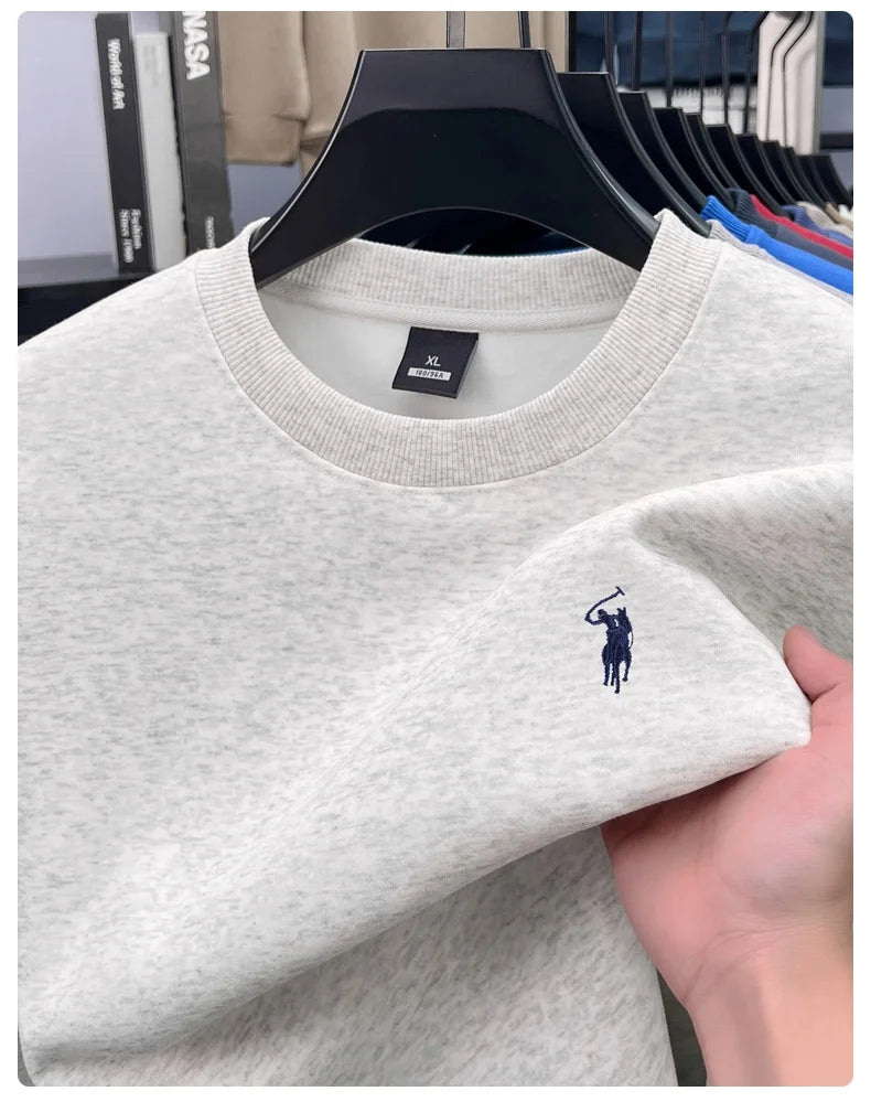 Designer Brand Men's Round Neck Sweatshirt Autumn New Fashion Thickened Warm Luxury Pony Embroidery Loose Casual Paul Pullover