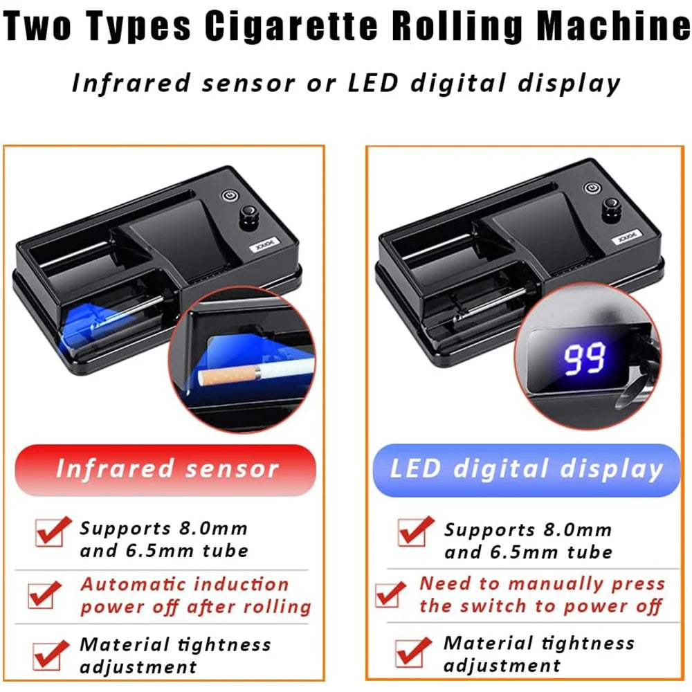 6.5/8MM Electric Cigarette Rolling Machine Automatic Infrared Sensing Roller Maker Cigarette Tobacco Injector Roller