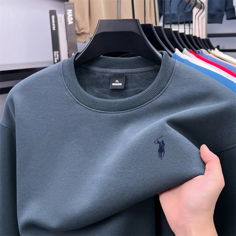 Designer Brand Men's Round Neck Sweatshirt Autumn New Fashion Thickened Warm Luxury Pony Embroidery Loose Casual Paul Pullover