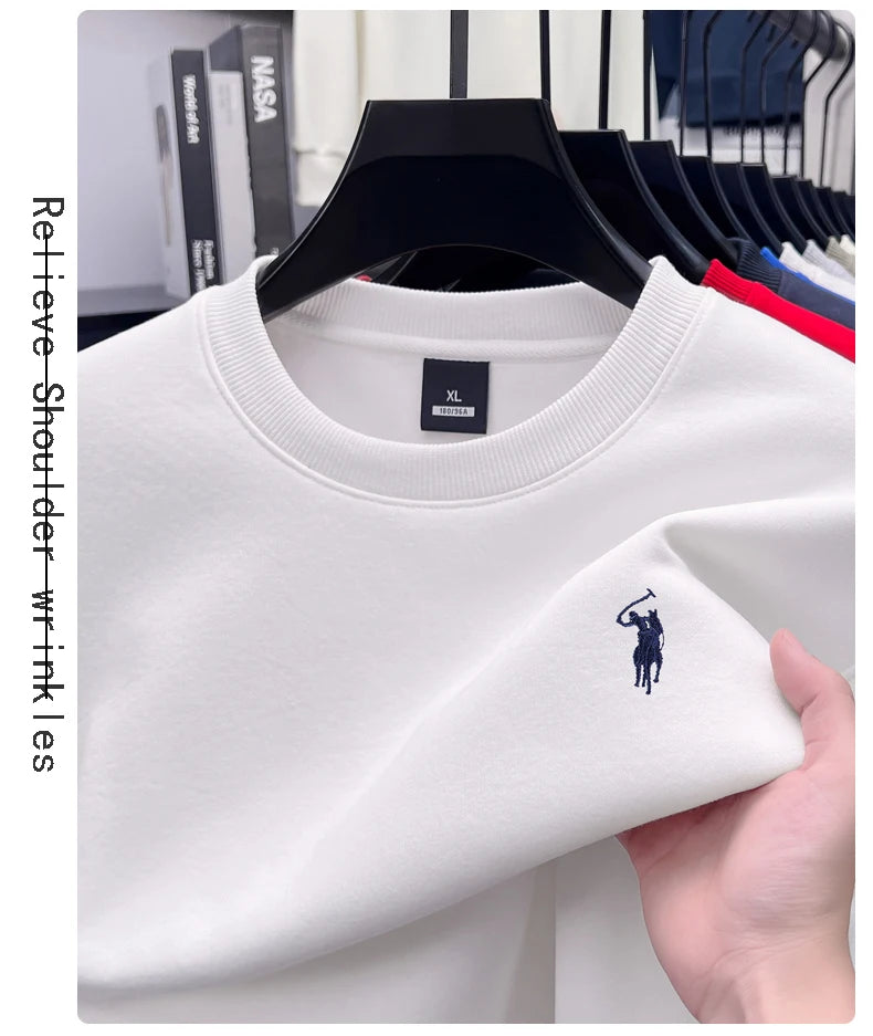 Designer Brand Men's Round Neck Sweatshirt Autumn New Fashion Thickened Warm Luxury Pony Embroidery Loose Casual Paul Pullover
