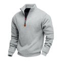 Men's Fleece Long-Sleeved Sweatshirt American Autumn Winter Half-Zip Loose Stand-Up Collar Pullover Comfortable Men's Sweatshirt