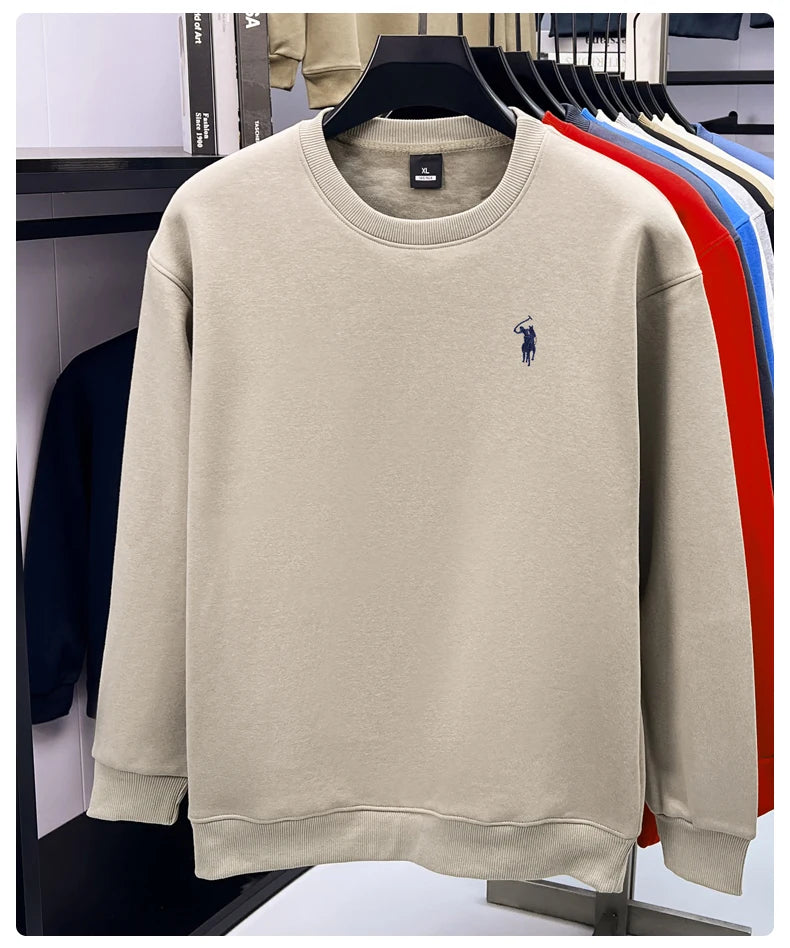 Designer Brand Men's Round Neck Sweatshirt Autumn New Fashion Thickened Warm Luxury Pony Embroidery Loose Casual Paul Pullover