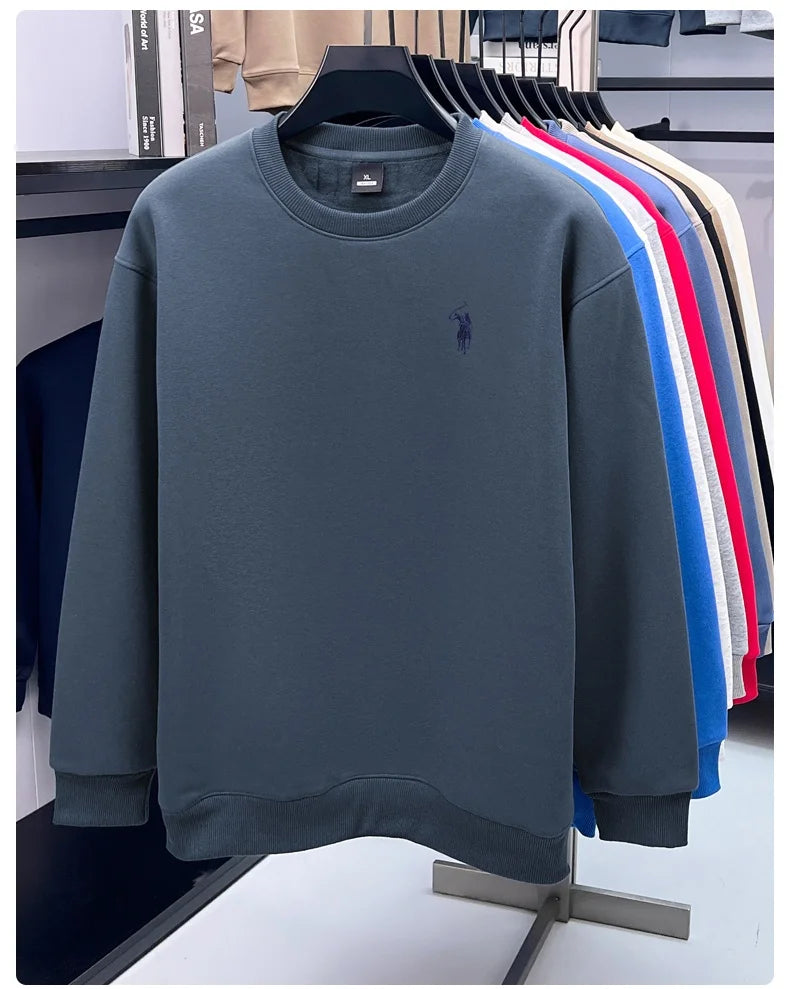 Designer Brand Men's Round Neck Sweatshirt Autumn New Fashion Thickened Warm Luxury Pony Embroidery Loose Casual Paul Pullover