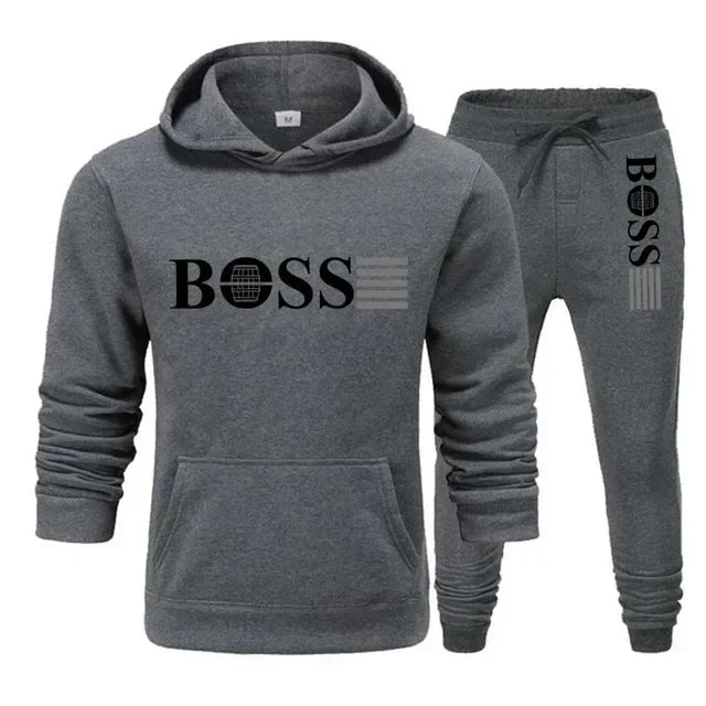 New autumn and winter men's long-sleeved hoodie; pants two-piece set of fashionable outdoor sportswear.