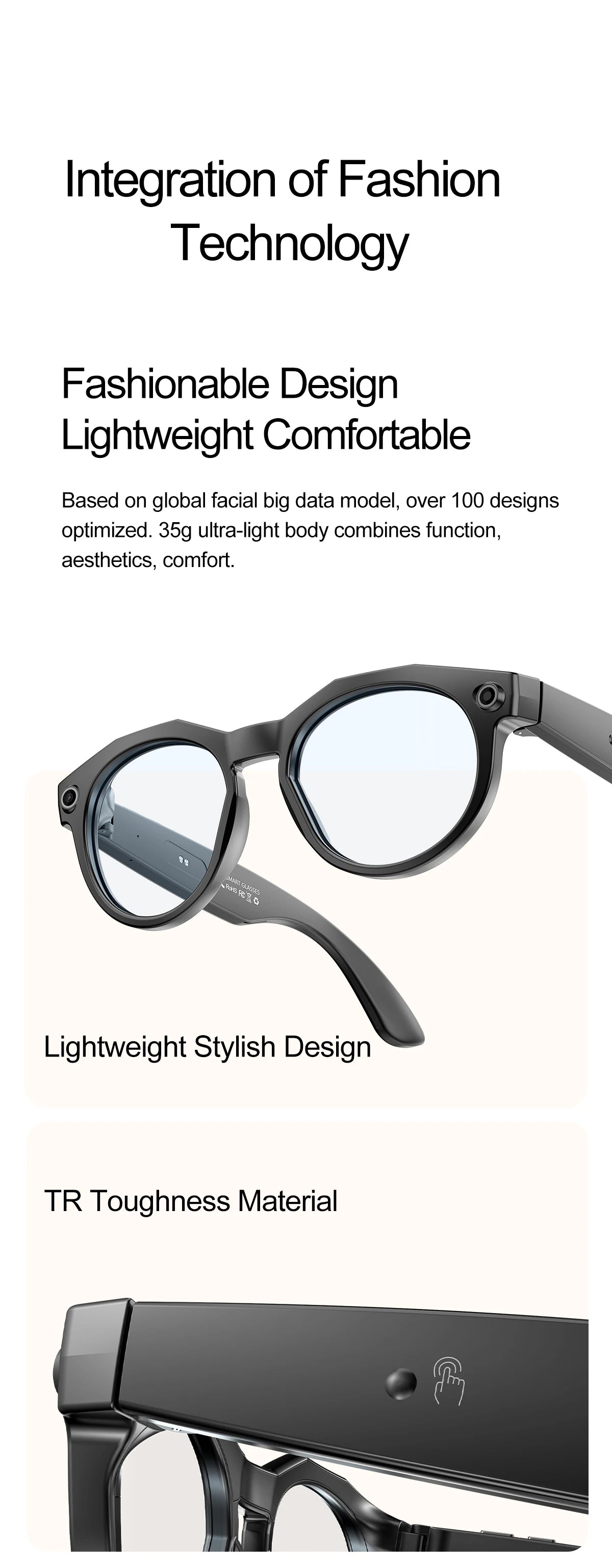 New Upgrade Brand Smart Glasses 800W Camera HD Video Recording AI Photo Recognition Bluetooth Call Translation Voice Sunglasses