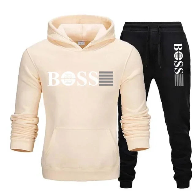 New autumn and winter men's long-sleeved hoodie; pants two-piece set of fashionable outdoor sportswear.