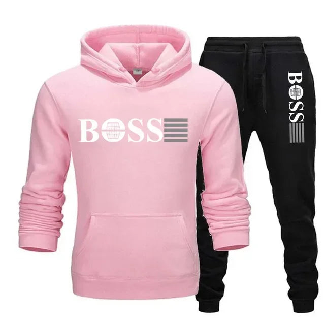 New autumn and winter men's long-sleeved hoodie; pants two-piece set of fashionable outdoor sportswear.