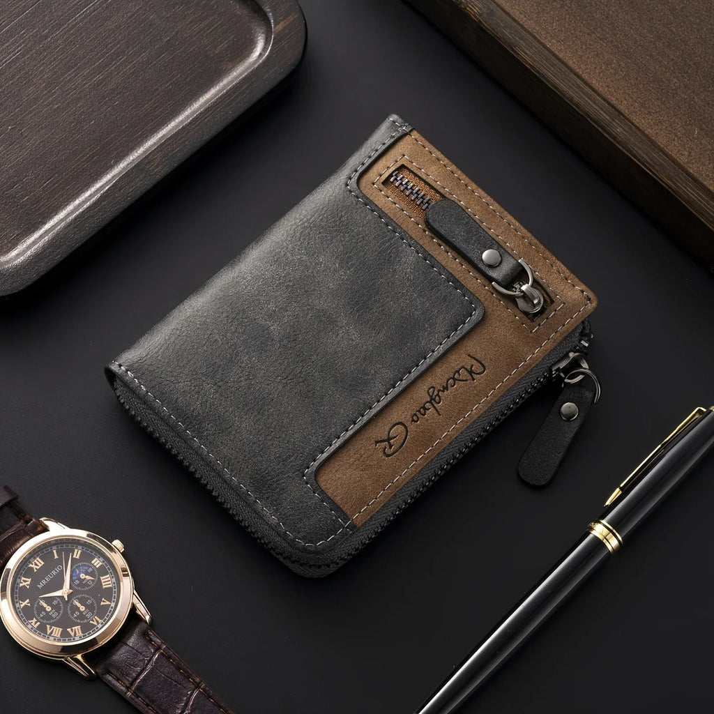 Personalized Men's Wallet for Husband, Custom Name Frosted PU Blocking Multi Card Slot Purse, Romantic Anniversary Gift for Him