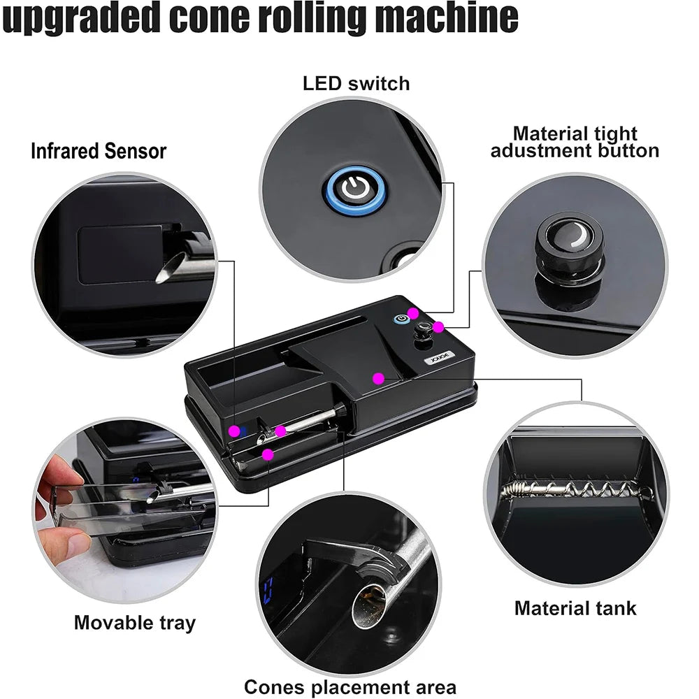 6.5/8MM Electric Cigarette Rolling Machine Automatic Infrared Sensing Roller Maker Cigarette Tobacco Injector Roller
