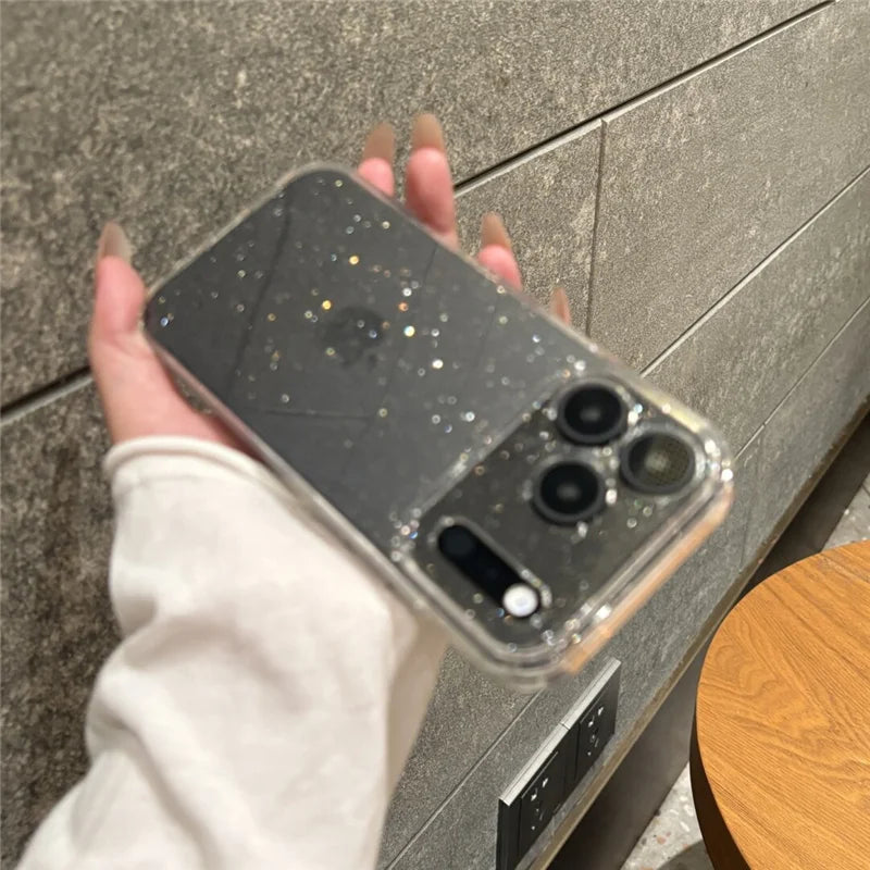 Luxury Bling Glitter Clear Shockproof Armor Case For iPhone 17 17Air 17Pro 17Pro Max Transparent Lens Protection Hard Back Cover