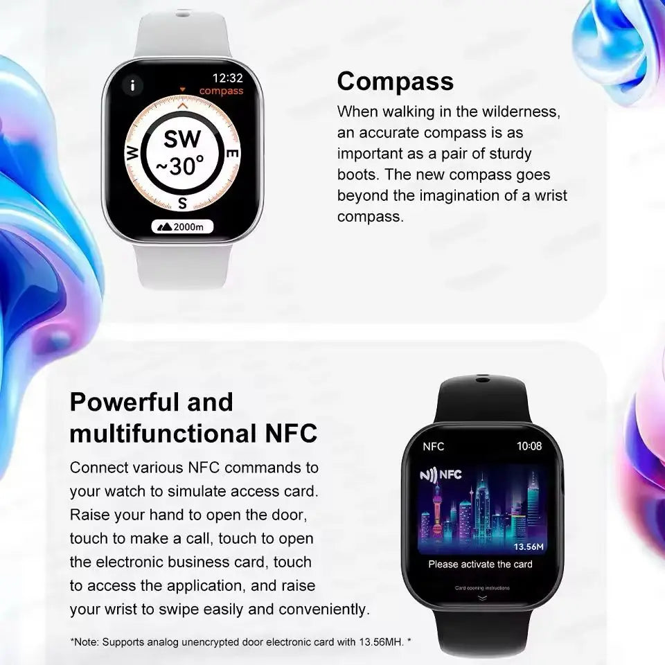 2025 Series 10 Watch 10 GPS Smart Watch Memory Music Video Bluetooth Call Heart Rate Waterproof NFC Smartwatch For Apple Android