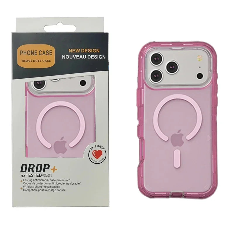 3IN1 Clear Symmetry For Magsafe Ott Armor BOX Case For IPhone17 Air 16 15 14 Plus 13 Pro Max Wireless Charging Transparent Cover