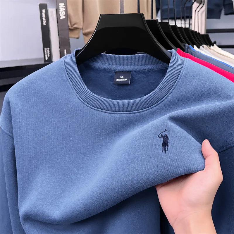Designer Brand Men's Round Neck Sweatshirt Autumn New Fashion Thickened Warm Luxury Pony Embroidery Loose Casual Paul Pullover