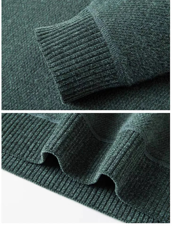 Men's high-quality wool sweater paired with exquisite horse riding embroidery, winter warm half neck fashionable knitted sweater