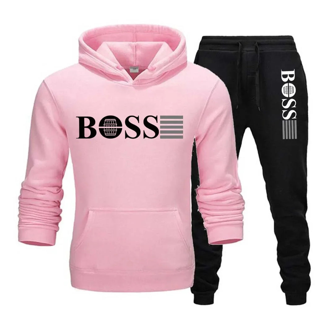New autumn and winter men's long-sleeved hoodie; pants two-piece set of fashionable outdoor sportswear.