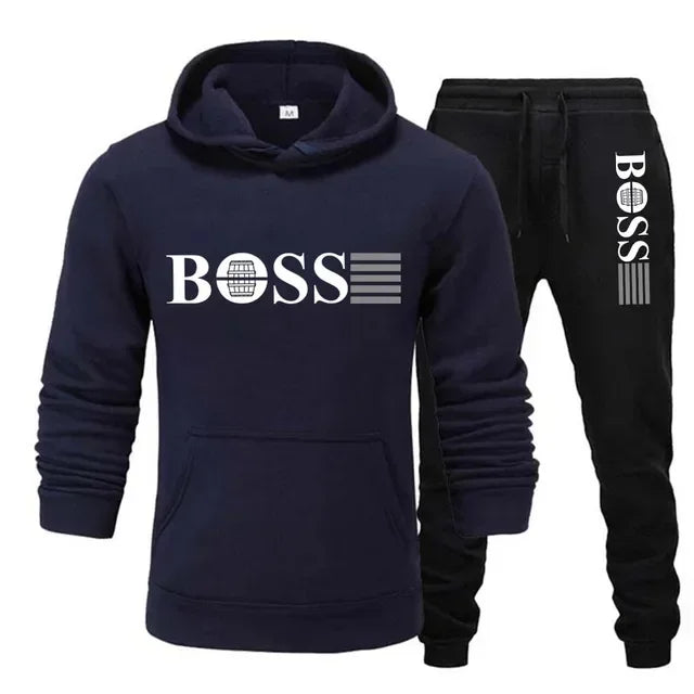 New autumn and winter men's long-sleeved hoodie; pants two-piece set of fashionable outdoor sportswear.