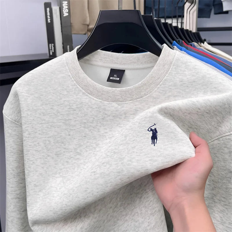 Designer Brand Men's Round Neck Sweatshirt Autumn New Fashion Thickened Warm Luxury Pony Embroidery Loose Casual Paul Pullover