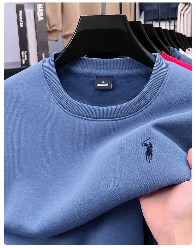 Designer Brand Men's Round Neck Sweatshirt Autumn New Fashion Thickened Warm Luxury Pony Embroidery Loose Casual Paul Pullover