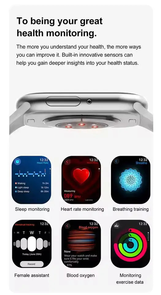 2025 Series 10 Watch 10 GPS Smart Watch Memory Music Video Bluetooth Call Heart Rate Waterproof NFC Smartwatch For Apple Android