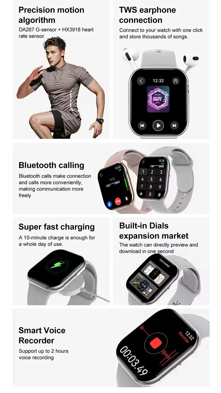 2025 Series 10 Watch 10 GPS Smart Watch Memory Music Video Bluetooth Call Heart Rate Waterproof NFC Smartwatch For Apple Android