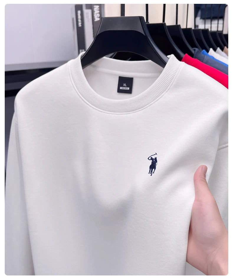 Designer Brand Men's Round Neck Sweatshirt Autumn New Fashion Thickened Warm Luxury Pony Embroidery Loose Casual Paul Pullover