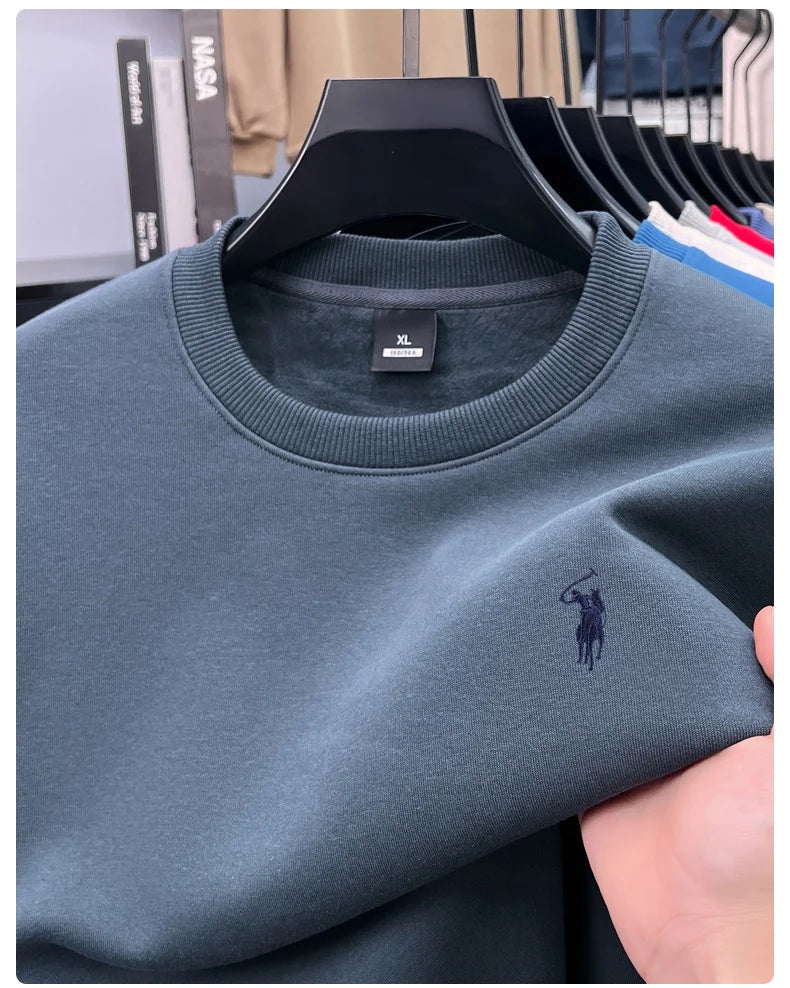 Designer Brand Men's Round Neck Sweatshirt Autumn New Fashion Thickened Warm Luxury Pony Embroidery Loose Casual Paul Pullover