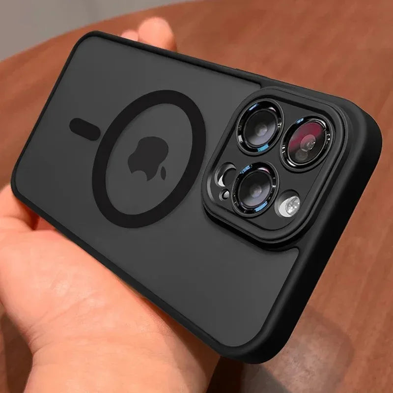 Magnetic Luxury Matte Translucent Armor Shockproof Case For iPhone 13 12 11 15 Pro Max 14 Plus For Magsafe Wireless Charge Cover