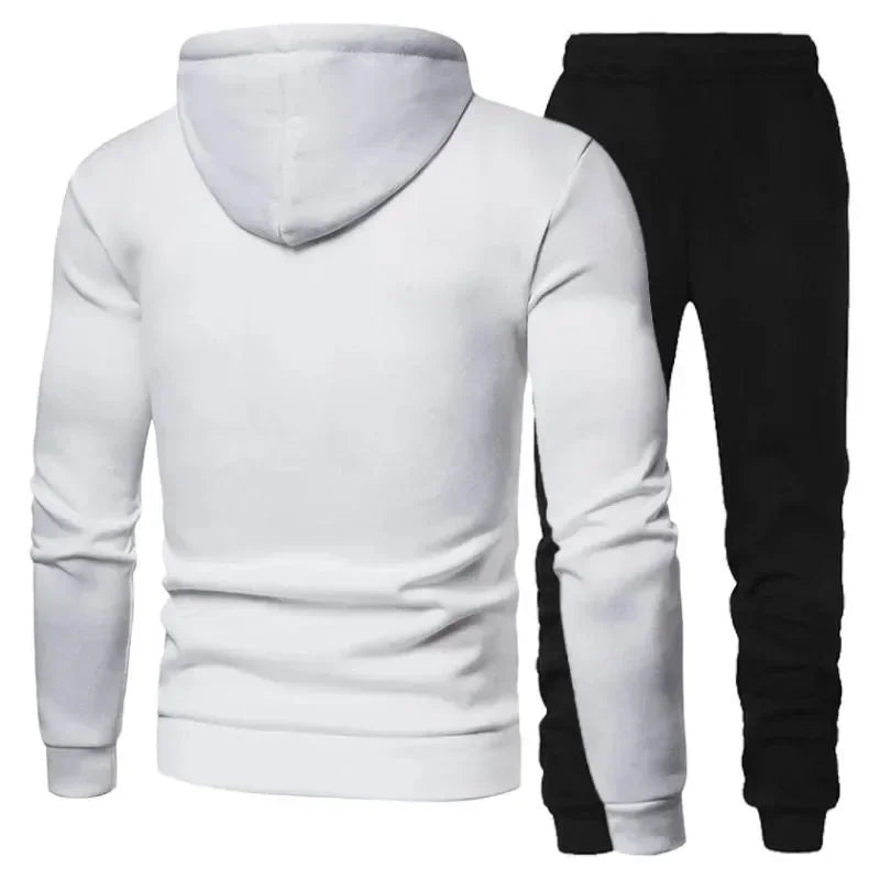 Men's casual jogging fitness fashion sportswear set for autumn and winter: Two-piece zipper sweatshirt + sweatpants