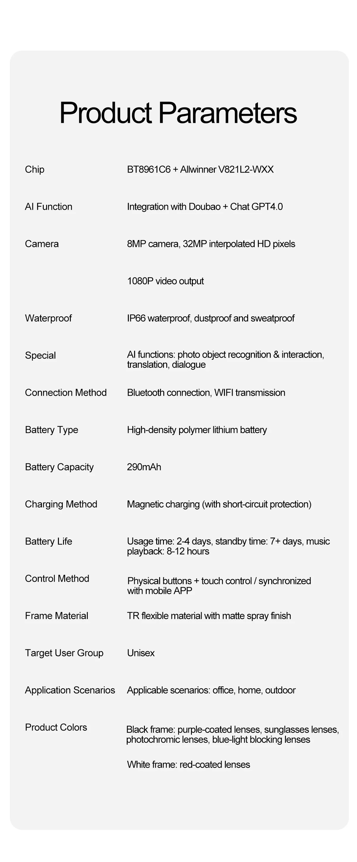 New Upgrade Brand Smart Glasses 800W Camera HD Video Recording AI Photo Recognition Bluetooth Call Translation Voice Sunglasses