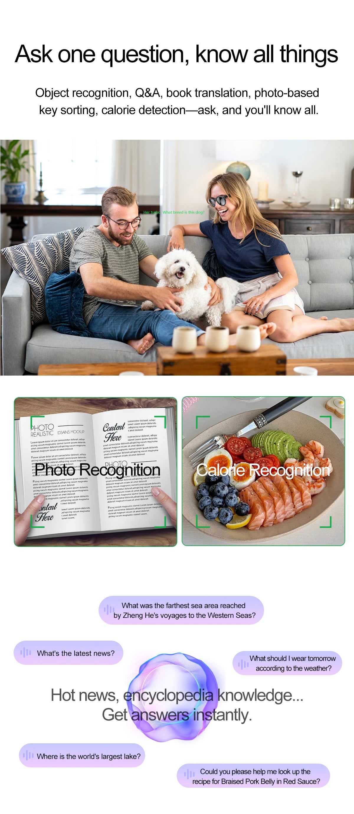 New Upgrade Brand Smart Glasses 800W Camera HD Video Recording AI Photo Recognition Bluetooth Call Translation Voice Sunglasses