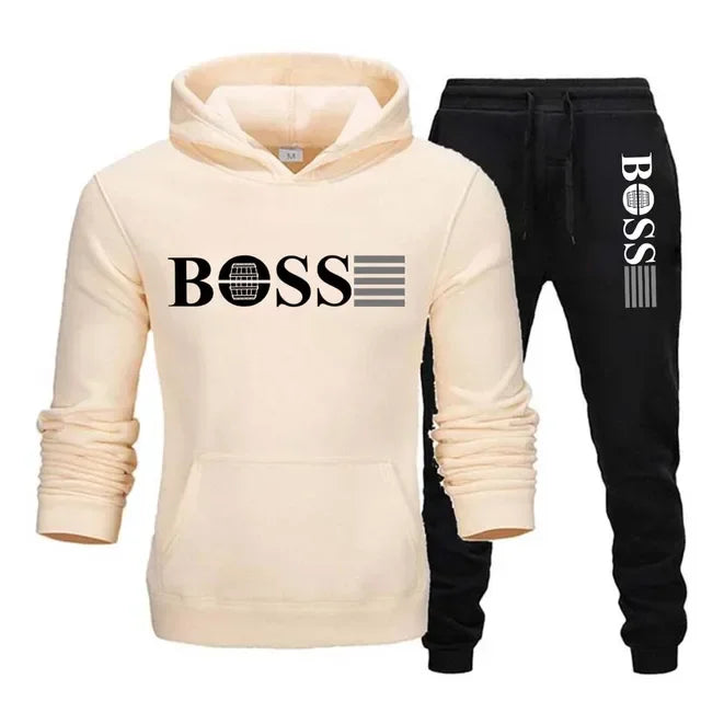New autumn and winter men's long-sleeved hoodie; pants two-piece set of fashionable outdoor sportswear.